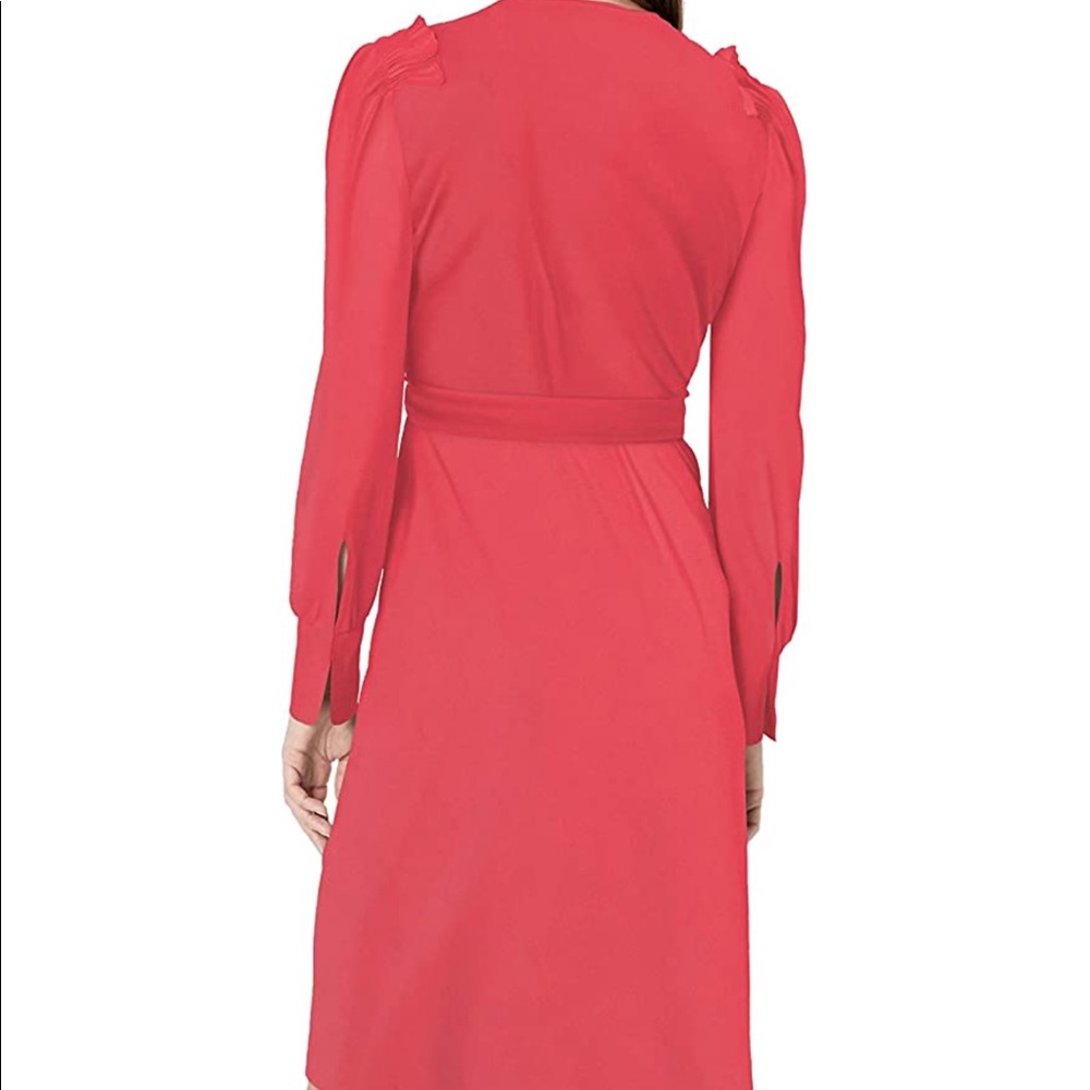 V-Neck Ruffle Shoulder Long Sleeve Wrap Dress